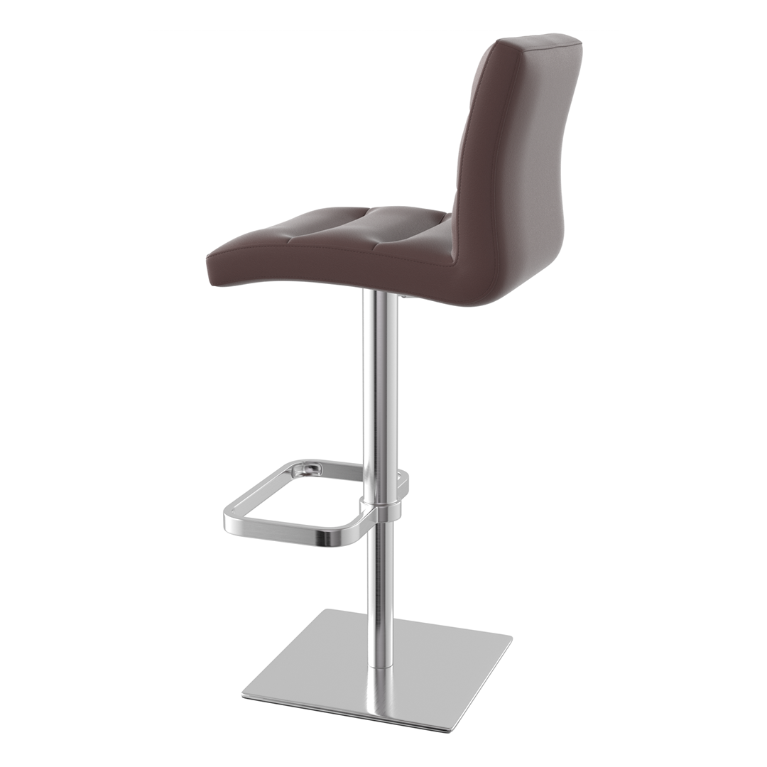 Real Leather Bar Stool With Brushed Chrome Base - Dunley
