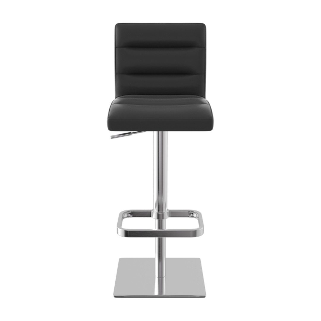 Real Leather Bar Stool With Brushed Chrome Base - Dunley