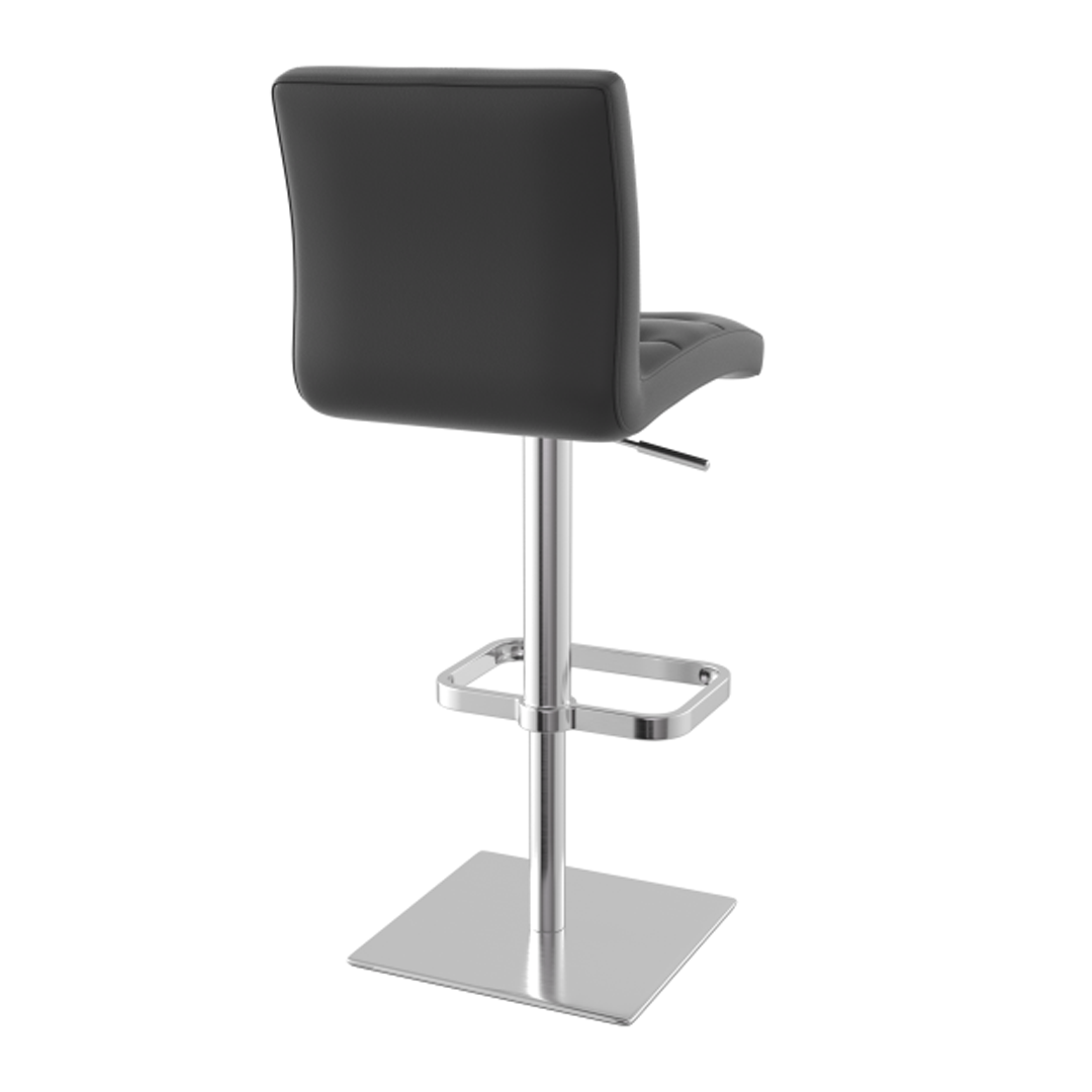 Real Leather Bar Stool With Brushed Chrome Base - Dunley