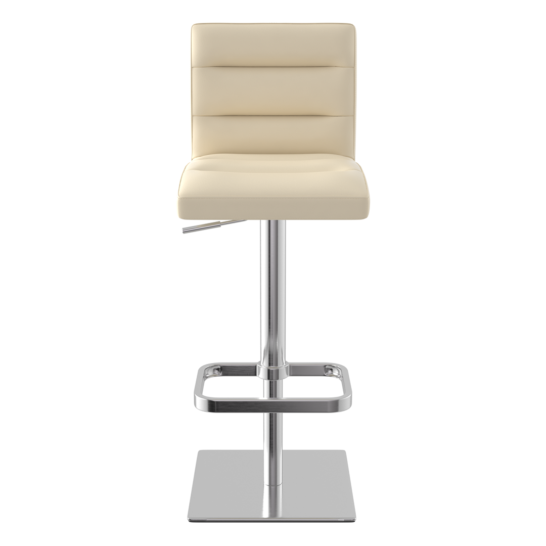 Real Leather Bar Stool With Brushed Chrome Base - Dunley