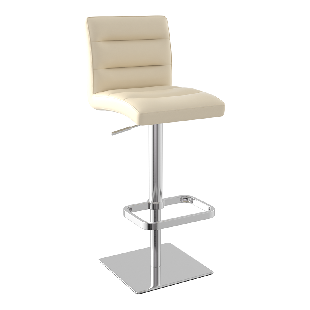 Real Leather Bar Stool With Brushed Chrome Base - Dunley
