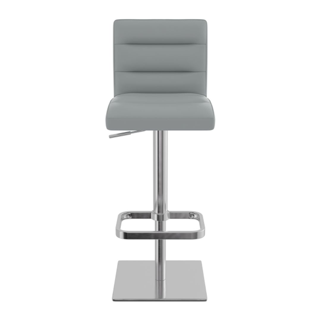 Real Leather Bar Stool With Brushed Chrome Base - Dunley