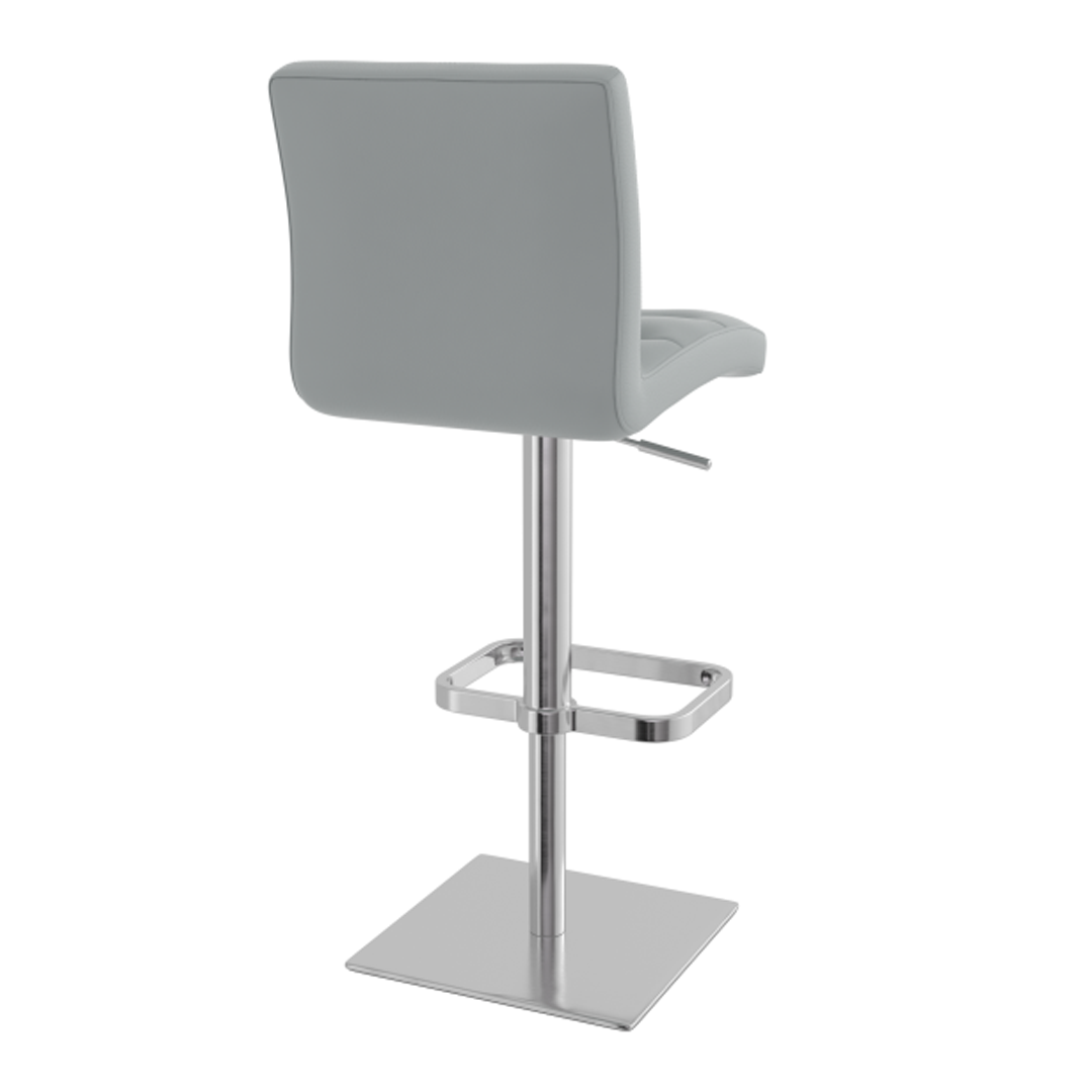 Real Leather Bar Stool With Brushed Chrome Base - Dunley