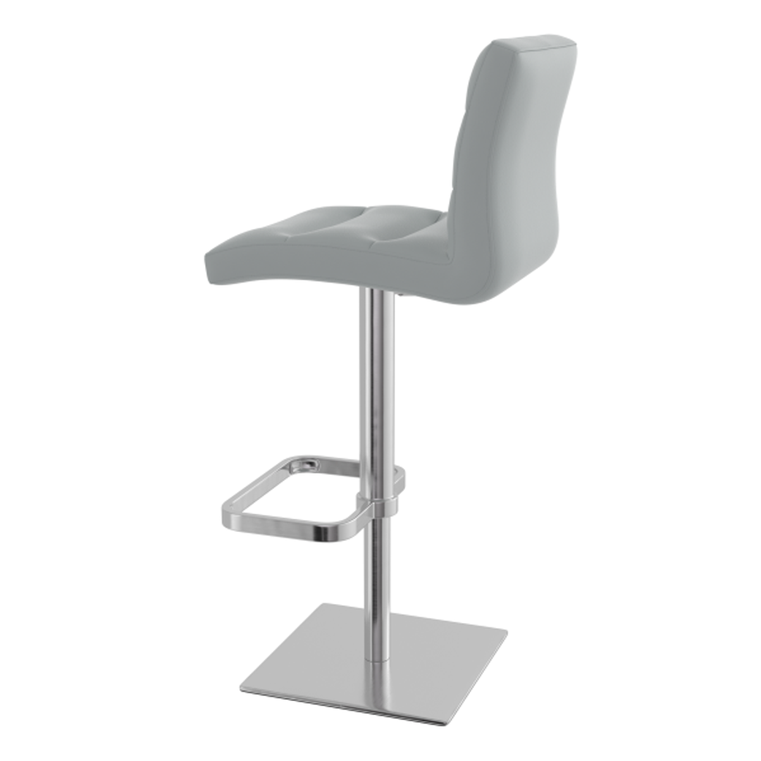 Real Leather Bar Stool With Brushed Chrome Base - Dunley