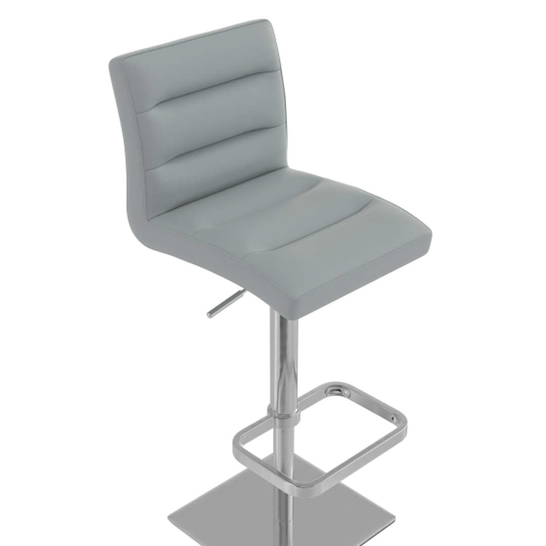 Real Leather Bar Stool With Brushed Chrome Base - Dunley