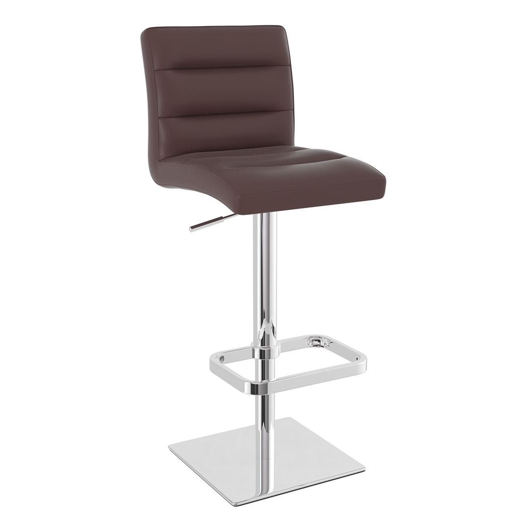 Real Leather Bar Stool With Chrome Base - Dunley
