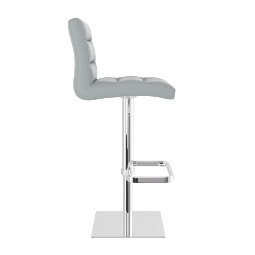 Real Leather Bar Stool With Chrome Base - Dunley
