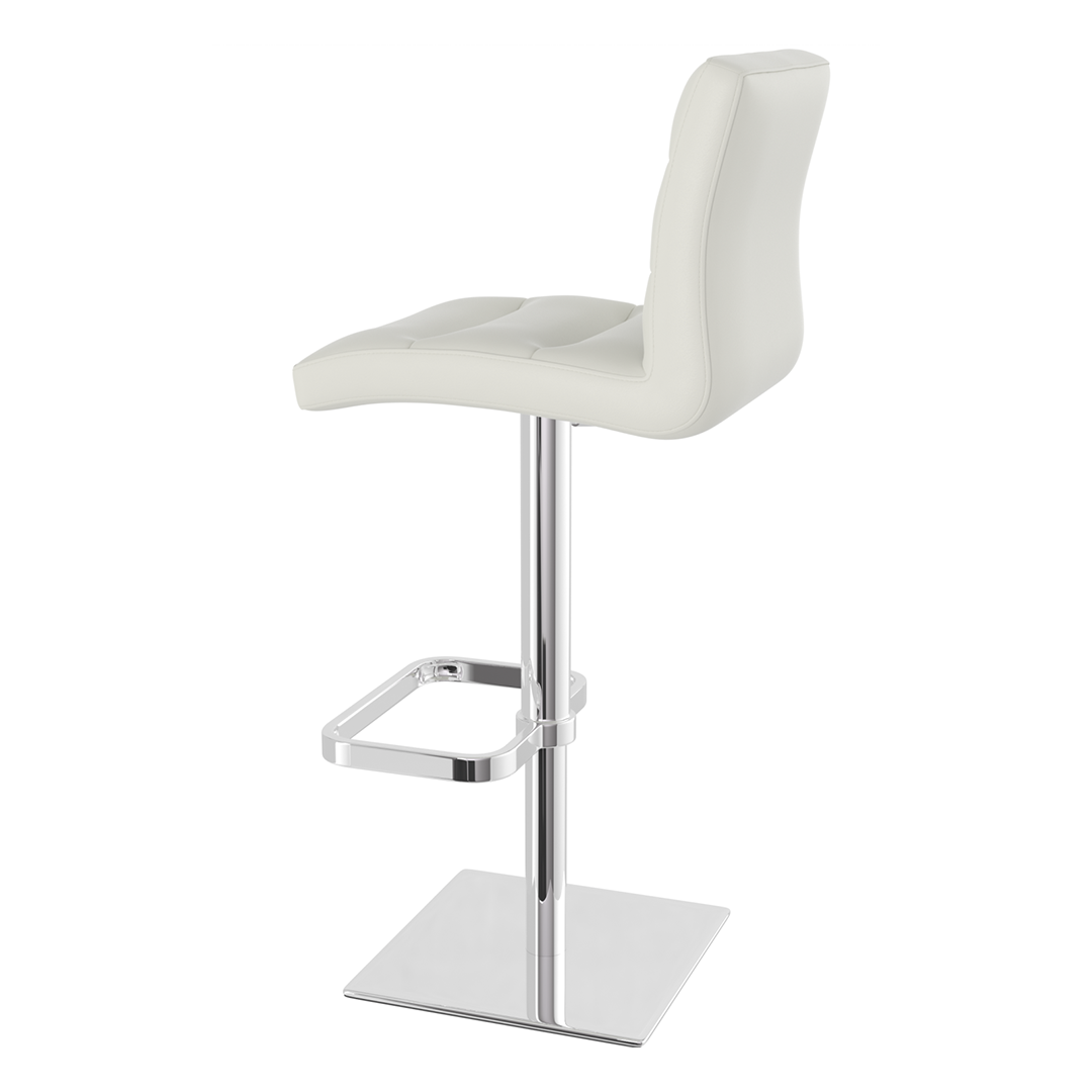 Real Leather Bar Stool With Chrome Base - Dunley