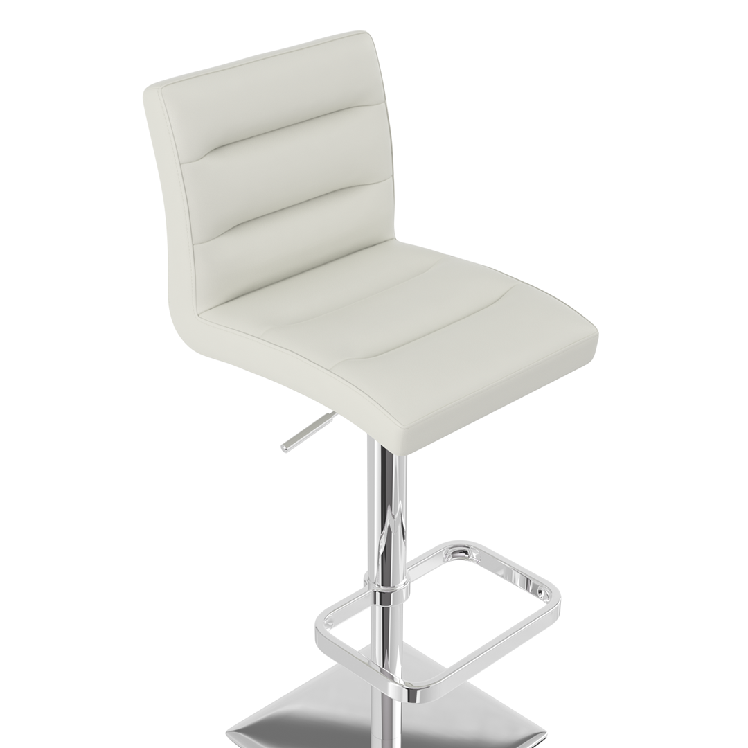 Real Leather Bar Stool With Chrome Base - Dunley