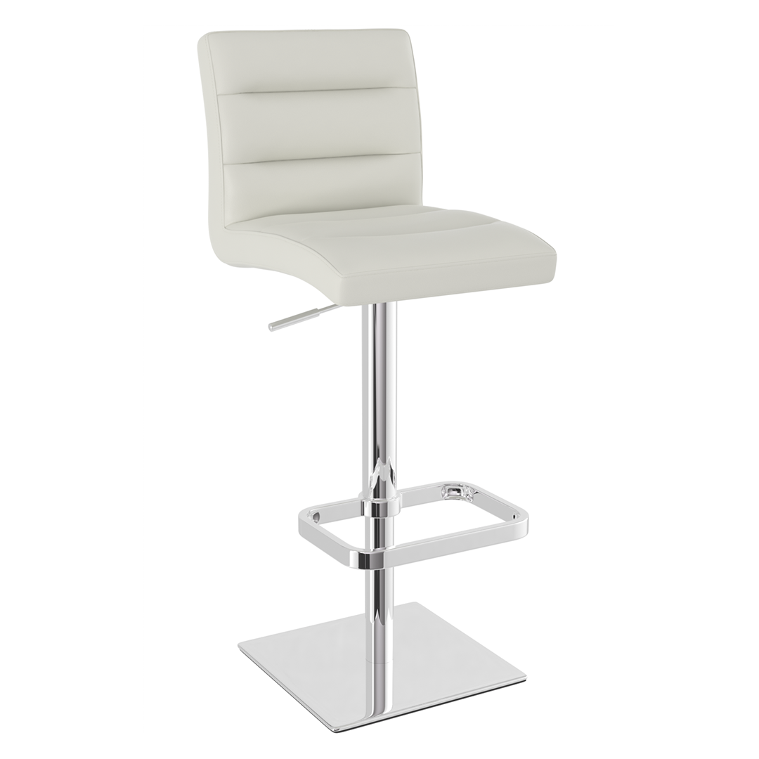 Real Leather Bar Stool With Chrome Base - Dunley