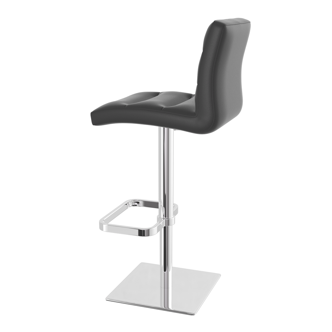 Real Leather Bar Stool With Chrome Base - Dunley