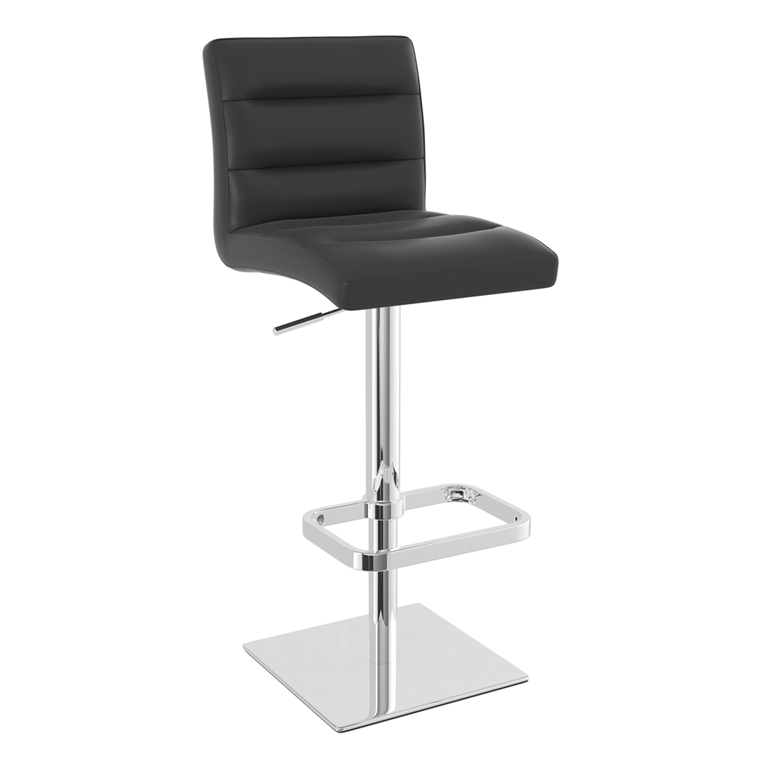 Real Leather Bar Stool With Chrome Base - Dunley
