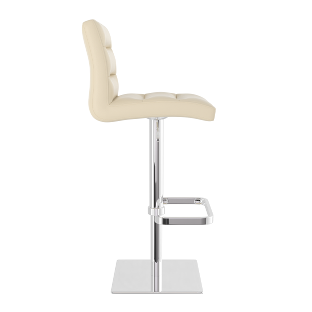 Real Leather Bar Stool With Chrome Base - Dunley