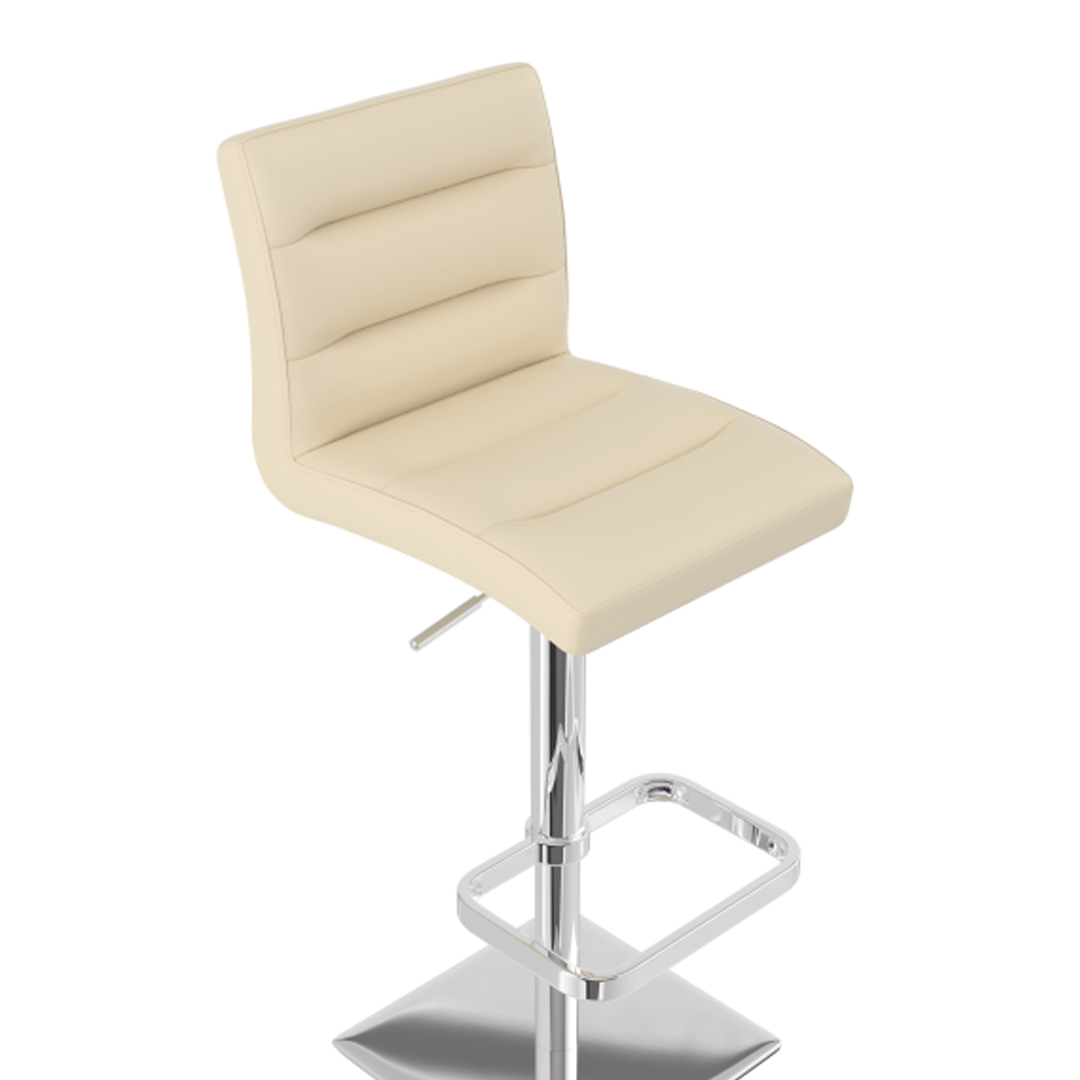 Real Leather Bar Stool With Chrome Base - Dunley