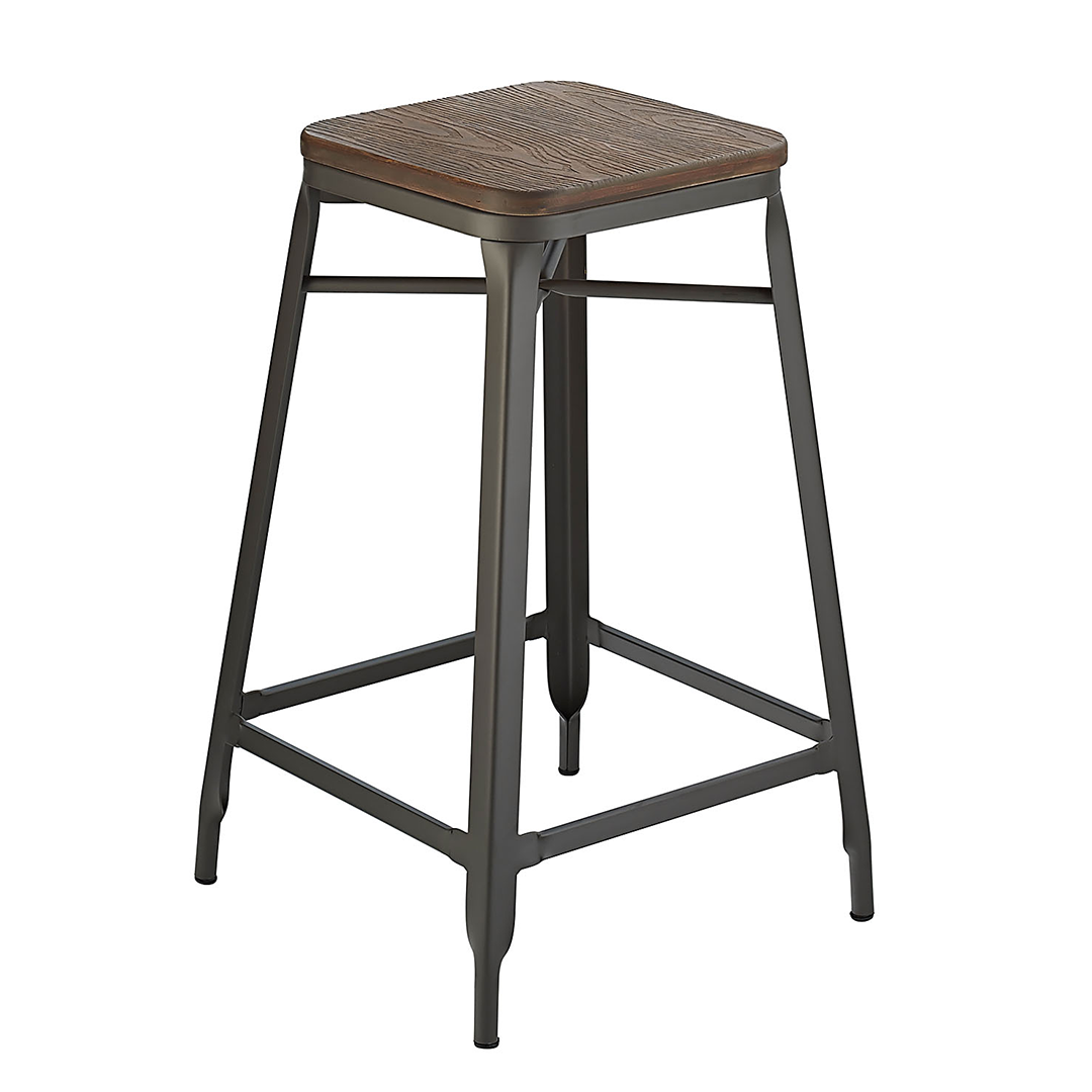 Rustic Wooden Bar Stool Backless - Frobisher