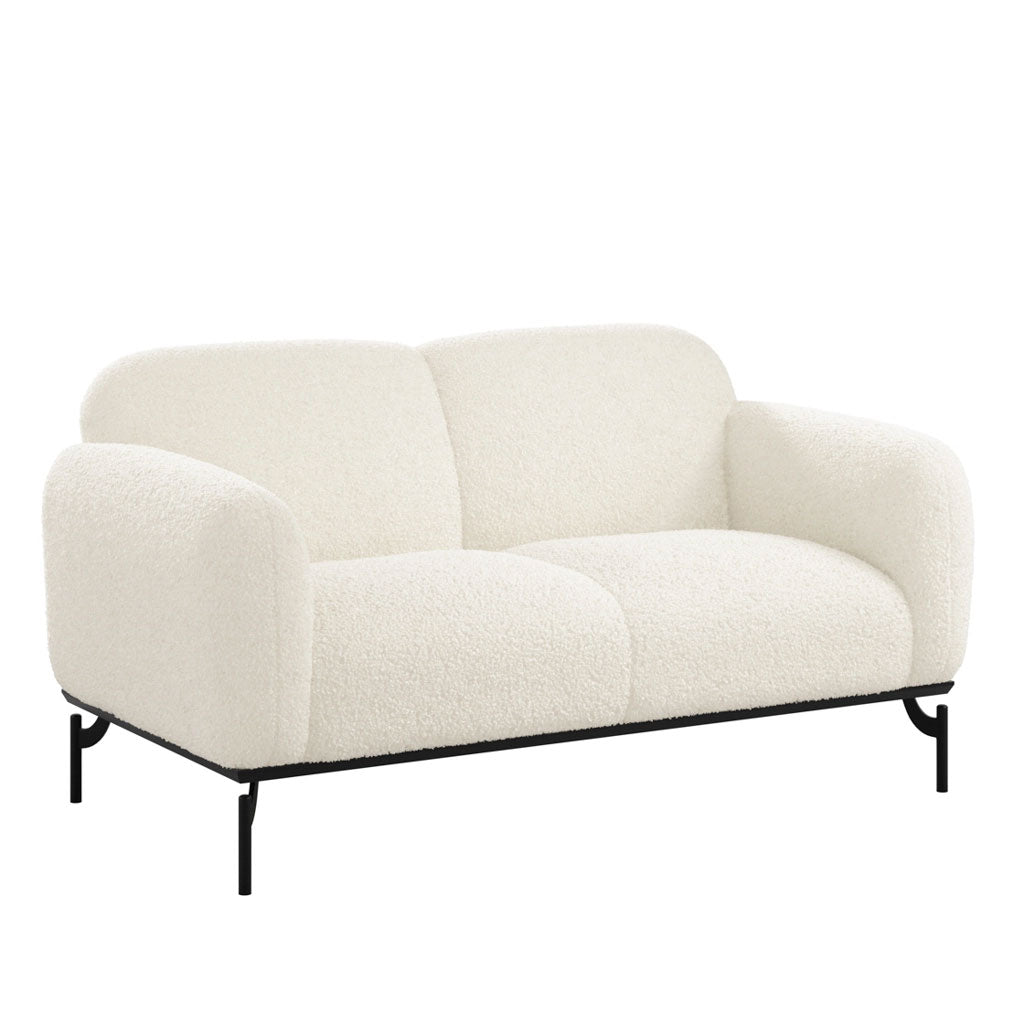 Sherpa Fabric 2 Seater Sofa With Metal Legs - Larsa