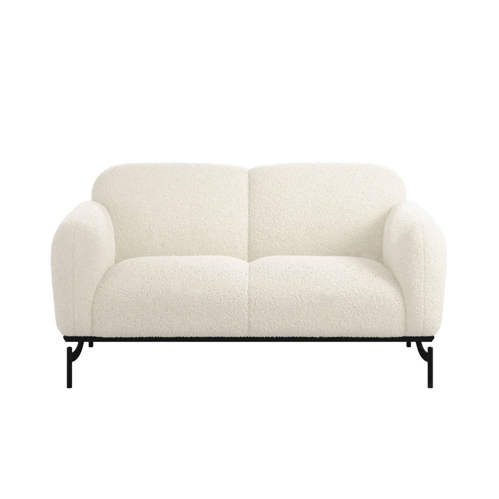 Sherpa Fabric 2 Seater Sofa With Metal Legs - Larsa