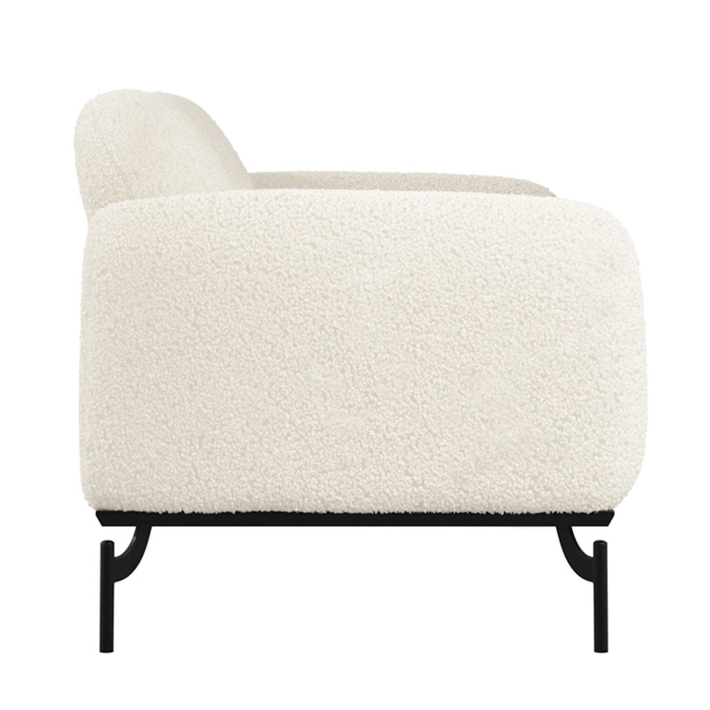Sherpa Fabric 2 Seater Sofa With Metal Legs - Larsa