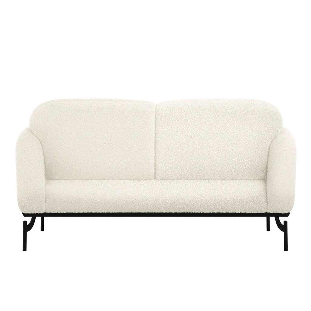 Sherpa Fabric 2 Seater Sofa With Metal Legs - Larsa