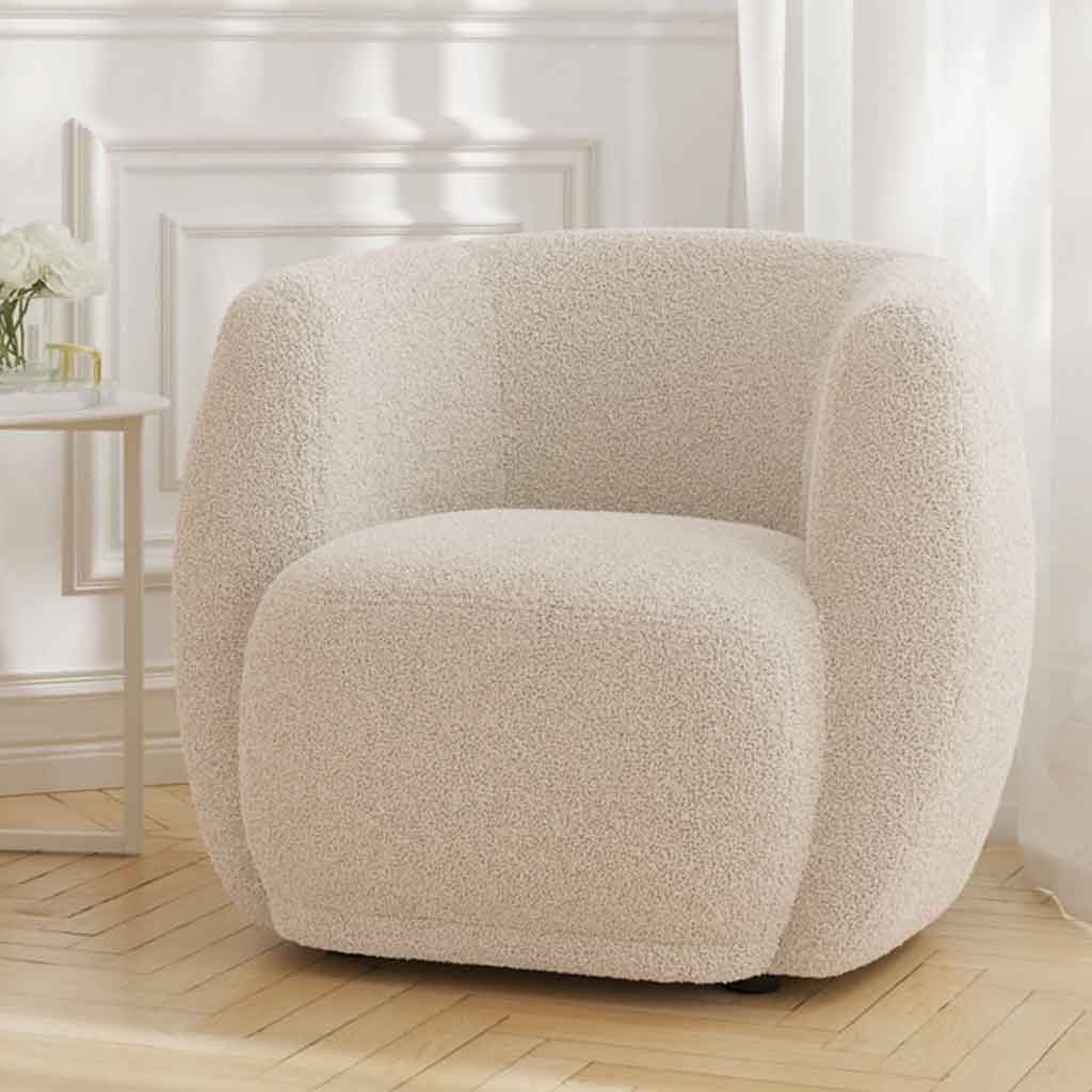 Sherpa Fabric Tub Chair - Clay