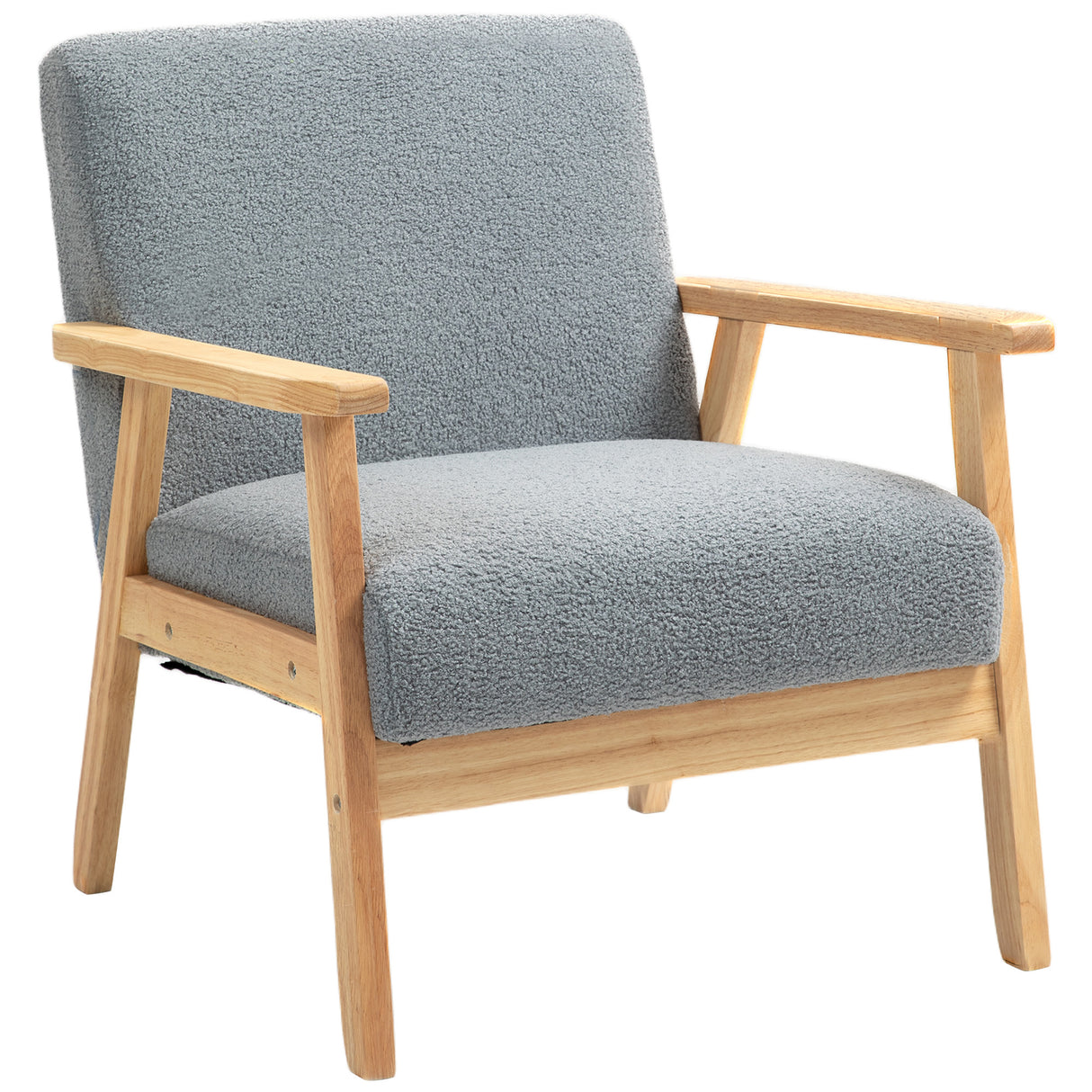 Sherpa Fleece Fabric Accent Chair 64cm Wide With Wooden Frame - Velmora