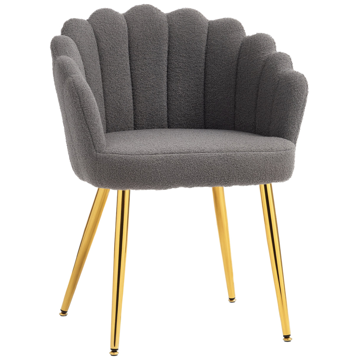 Sherpa Fleece Fabric Lounge Chair 61.5cm Wide With Metal Legs - Velmora