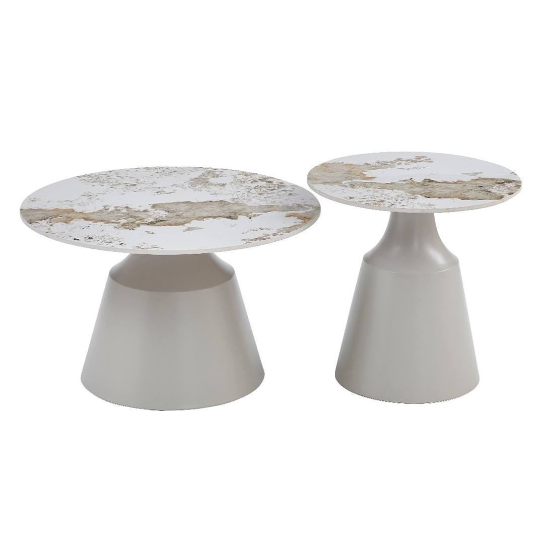 Sintered Stone Coffee And End Table in Round - Luna