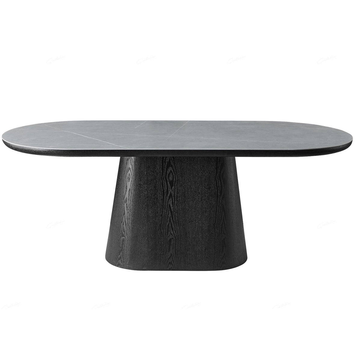 Sintered Stone Dining Table for 6 to 8 People Oval With Black Base - Bianca