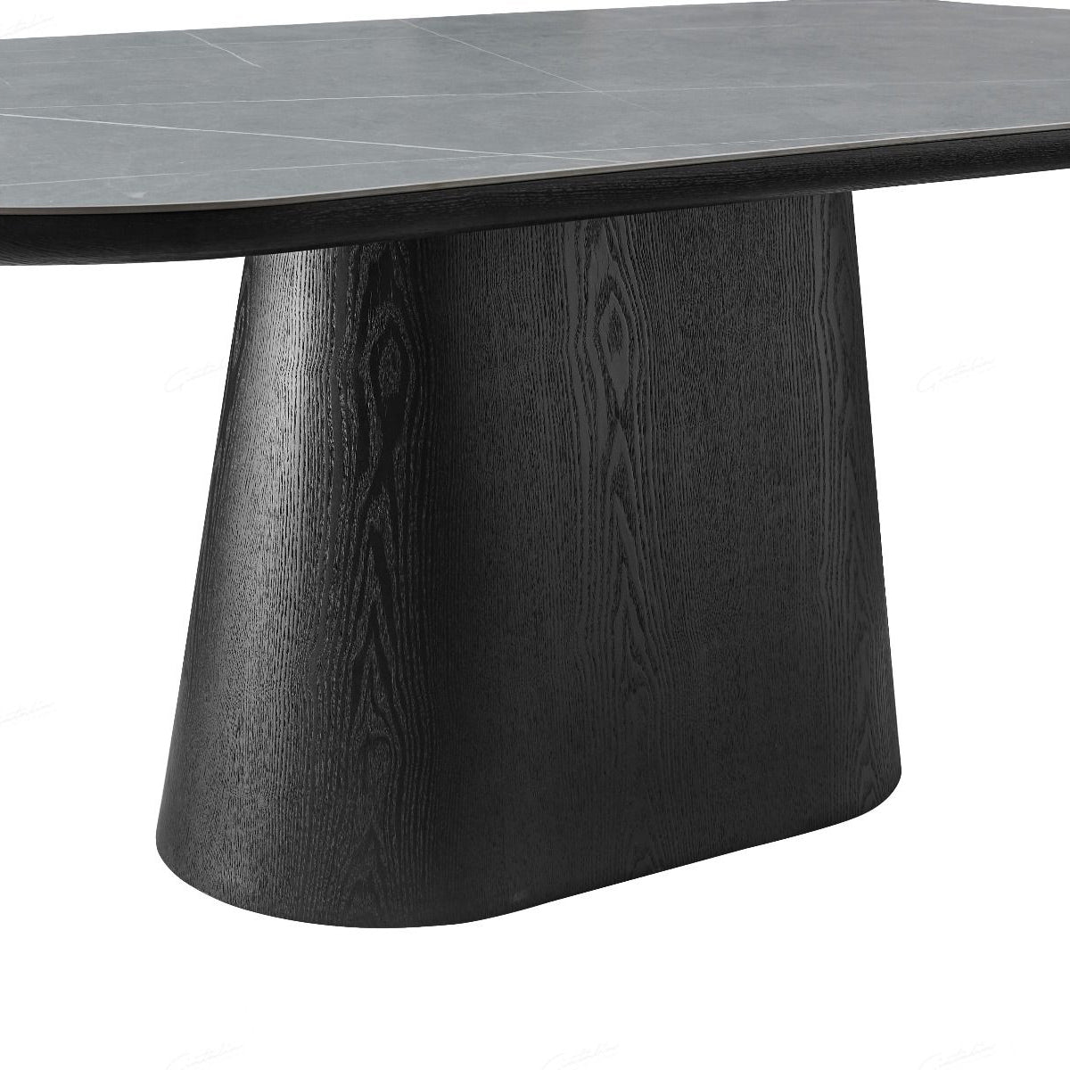Sintered Stone Dining Table for 6 to 8 People Oval With Black Base - Bianca