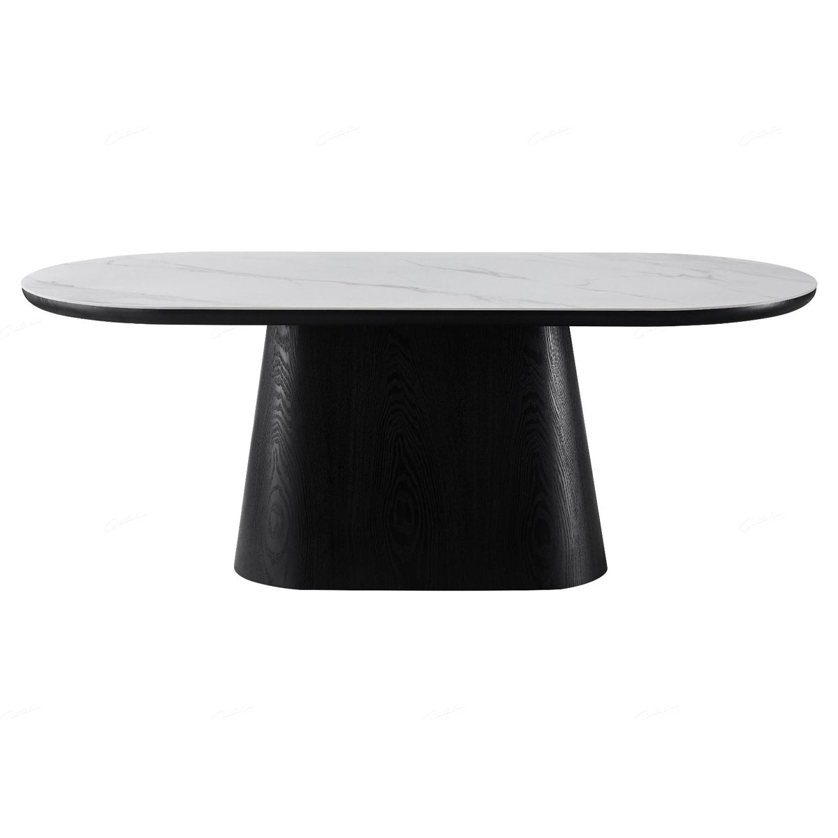 Sintered Stone Dining Table for 6 to 8 People Oval With Black Base - Bianca