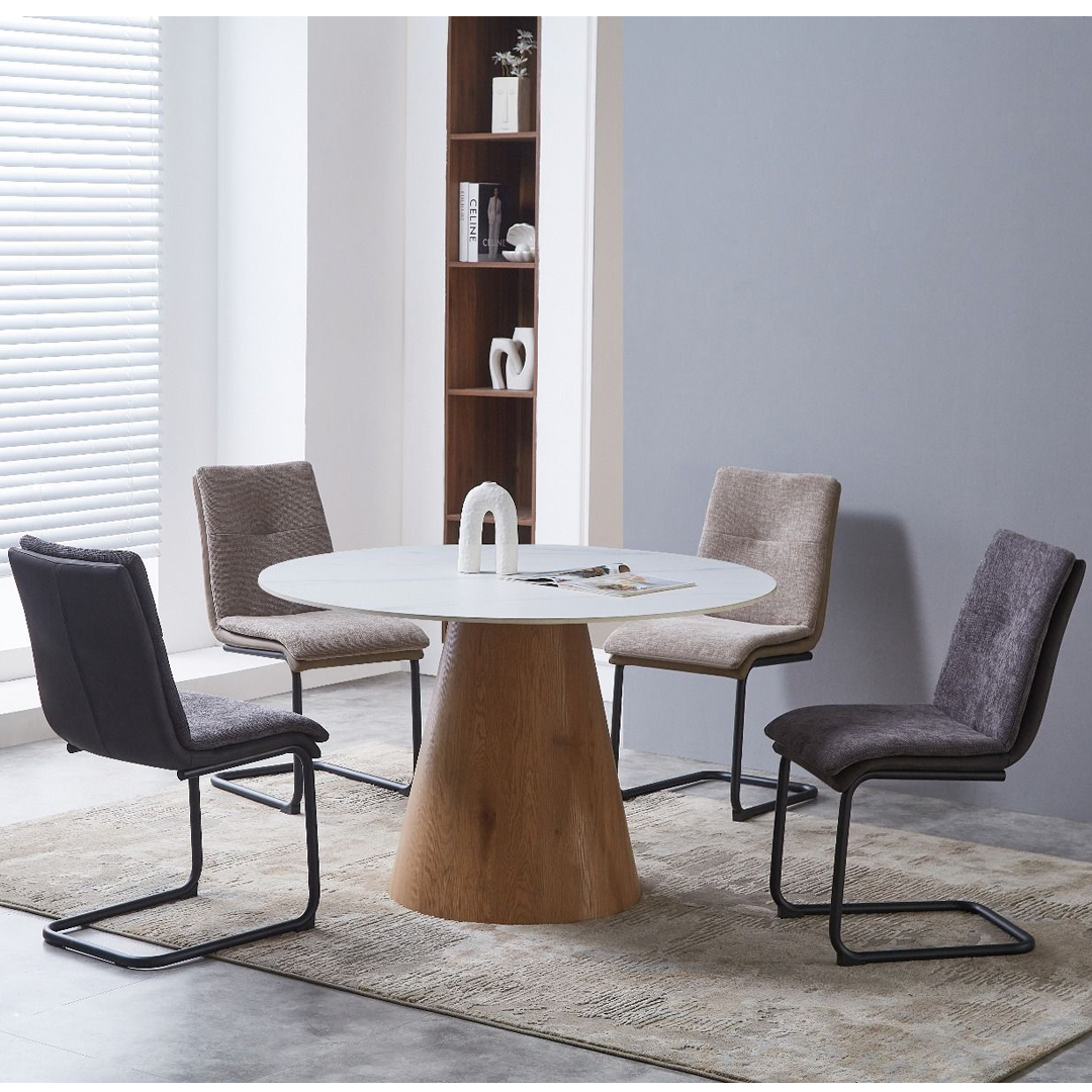 Sintered Stone Dining Table in Round for 6 People - Lilian