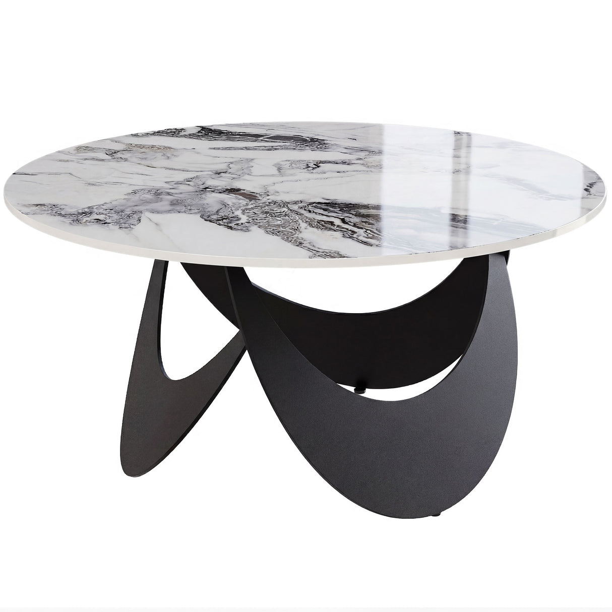 Sintered Stone Top Coffee Table Round With Adjustable Foot Pads - Velmora