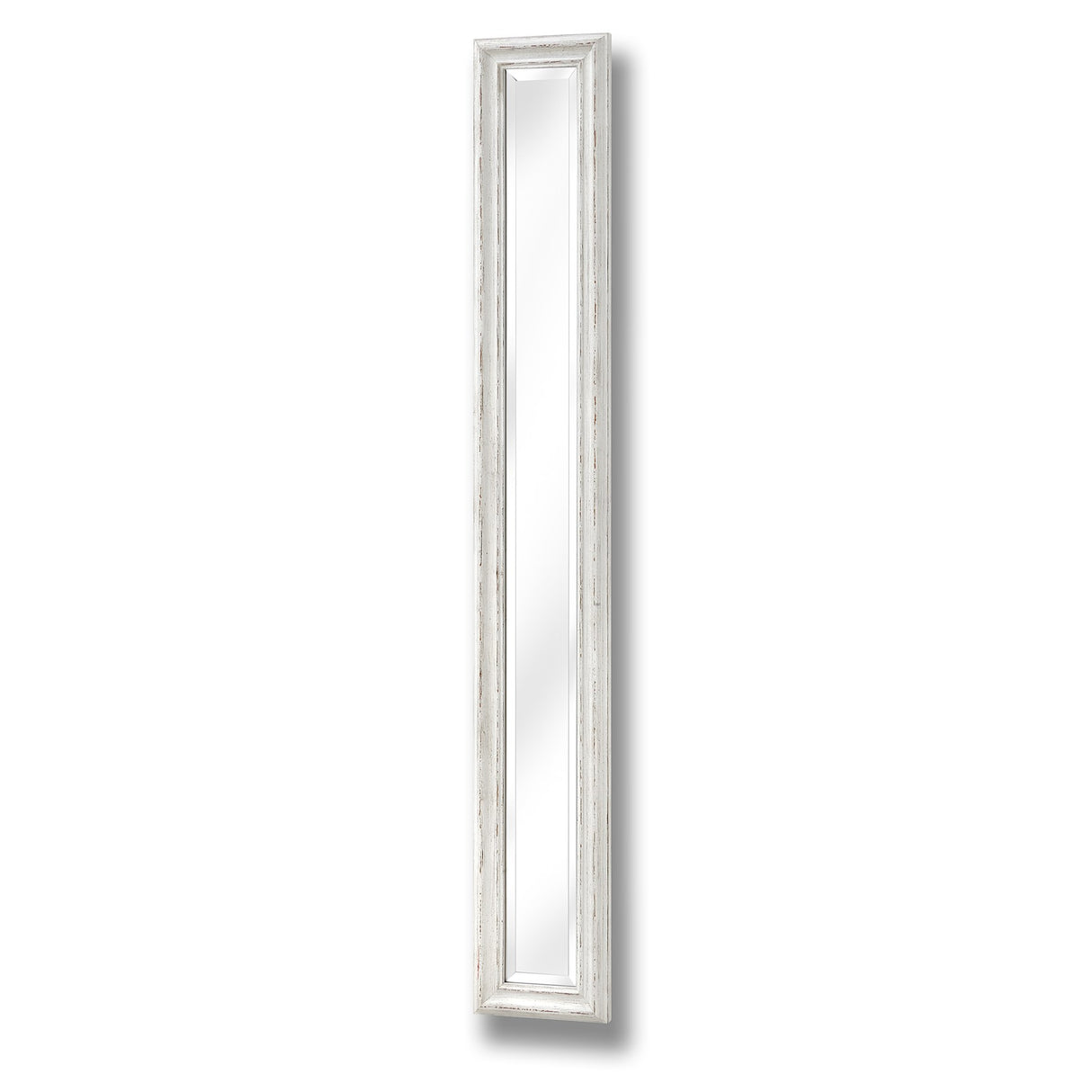 Small Space Wall Mirror Narrow In Antique White Wooden Frame - Bradford