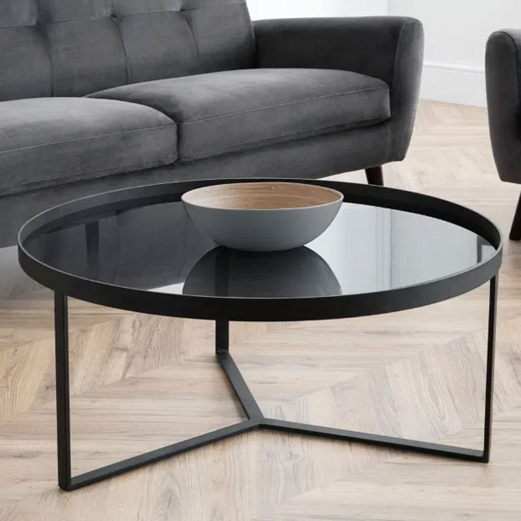 Smoked Glass Coffee Table Round - Loft