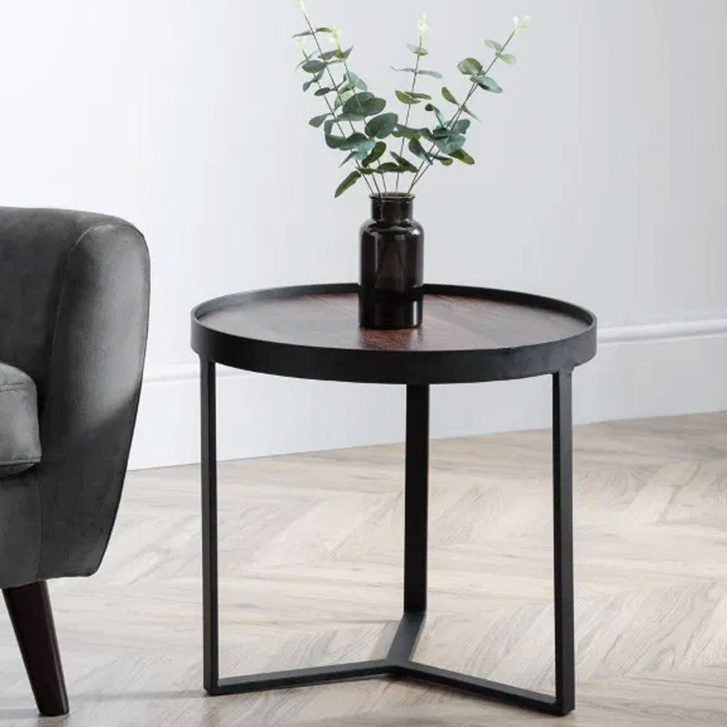 Smoked Glass Lamp Table Round - Loft