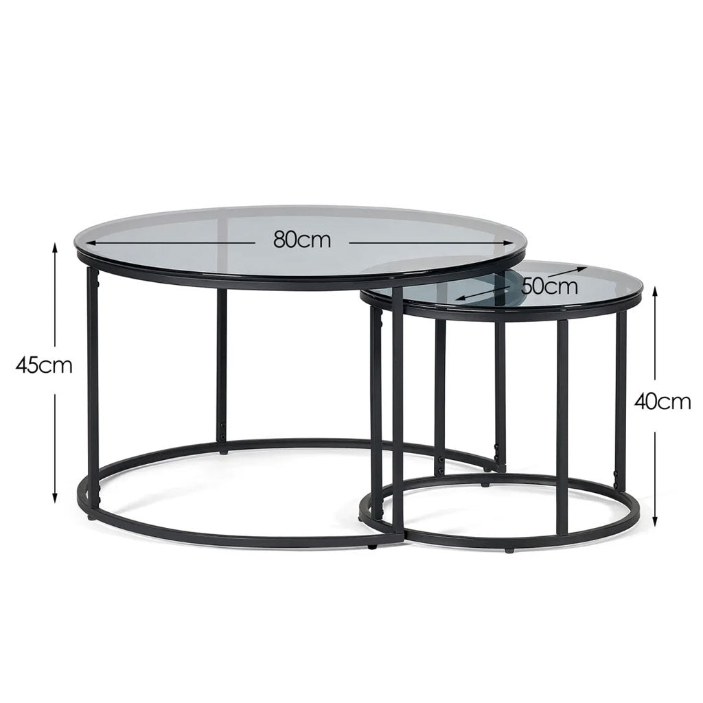 Smoked Glass Nesting Coffee Tables - Chicago