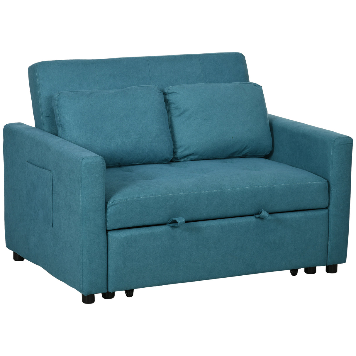 Snow Flannel Fabric 2 Seater Sofa Bed 120cm Wide With 2 Pillows - Velmora