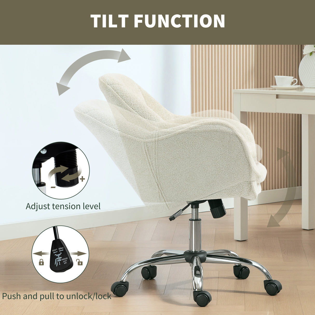 Snow Flannel Fabric Home And Office Chair 64cm Wide - Velmora