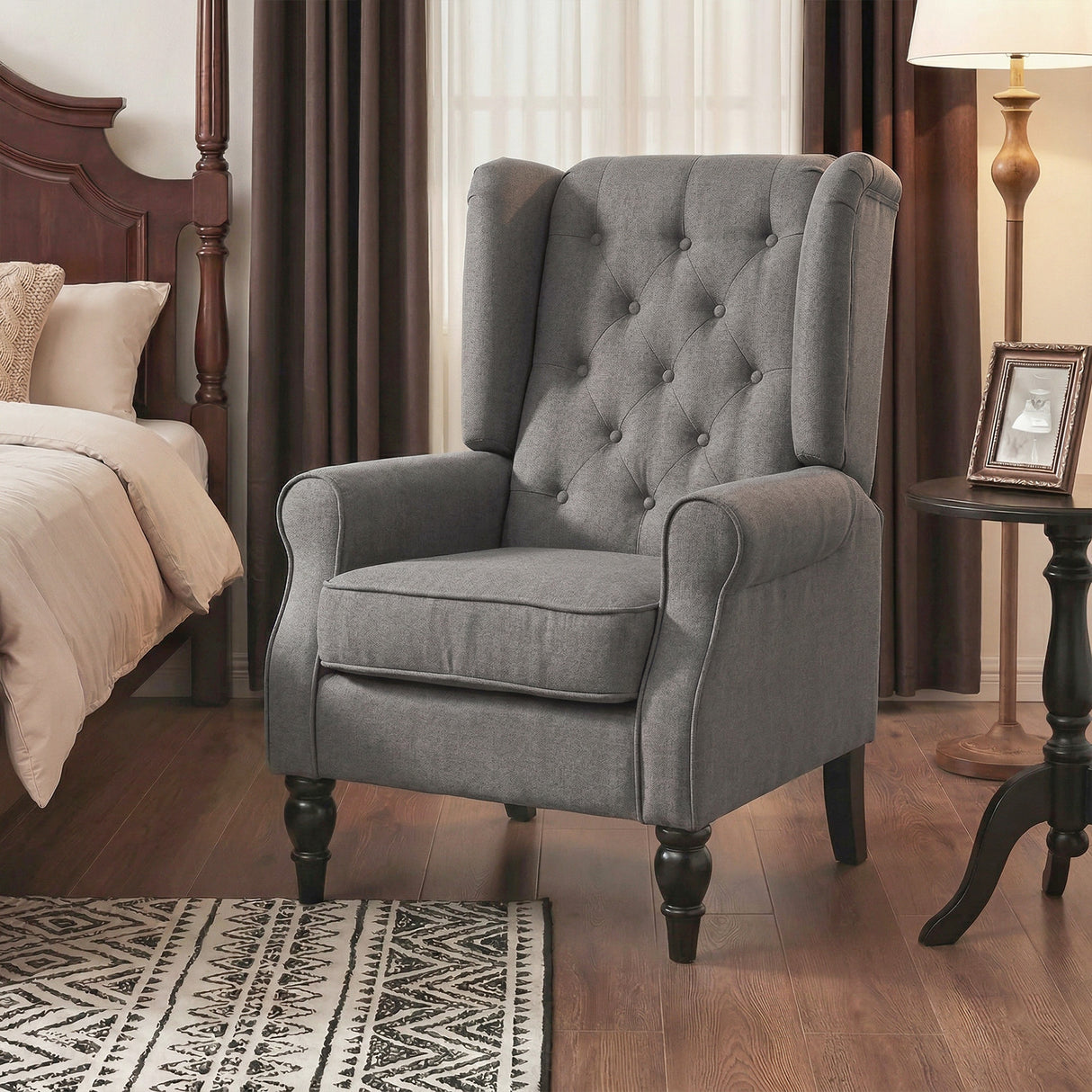 Snow Flannel Fabric Wingback Occasional Chair 74cm Wide - Velmora