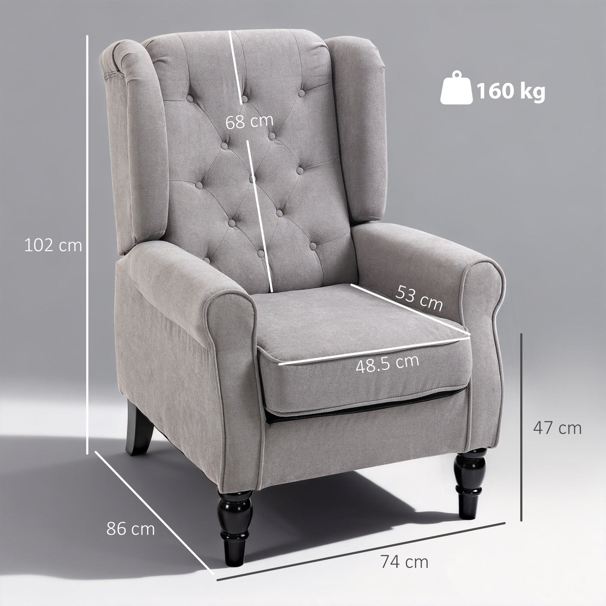 Snow Flannel Fabric Wingback Occasional Chair 74cm Wide - Velmora