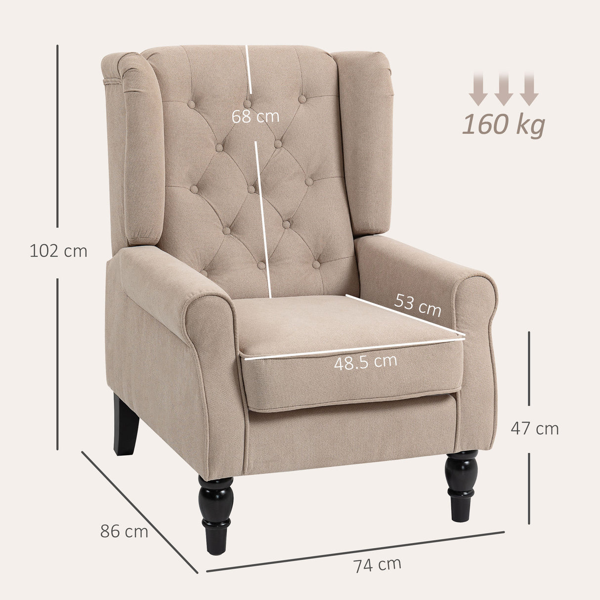 Snow Flannel Fabric Wingback Occasional Chair 74cm Wide - Velmora