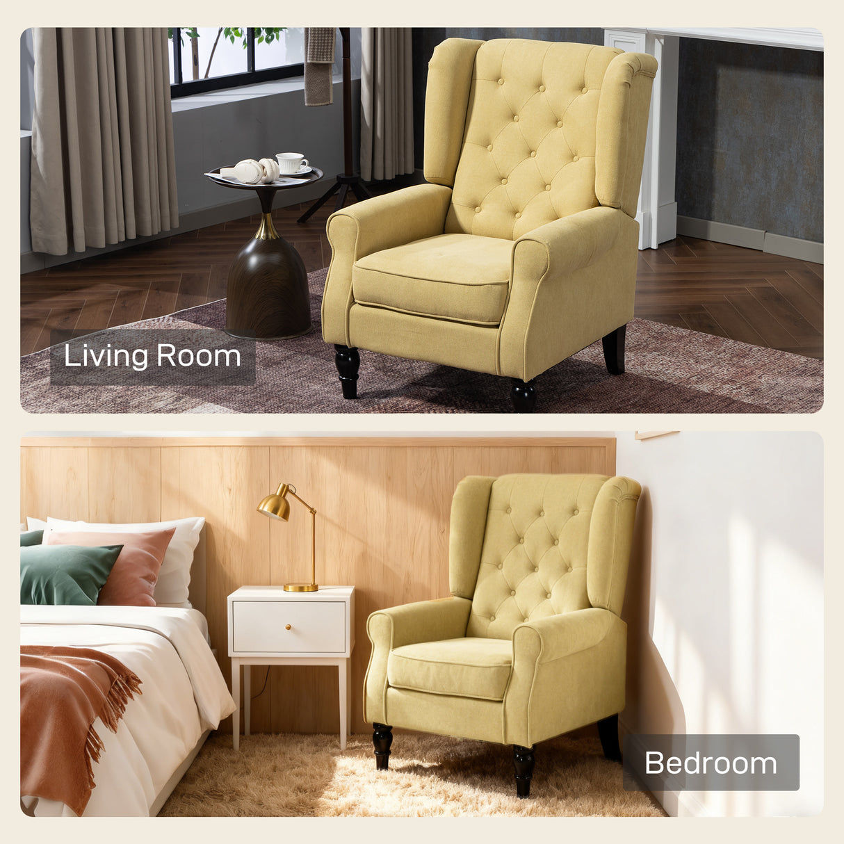 Snow Flannel Fabric Wingback Occasional Chair 74cm Wide - Velmora