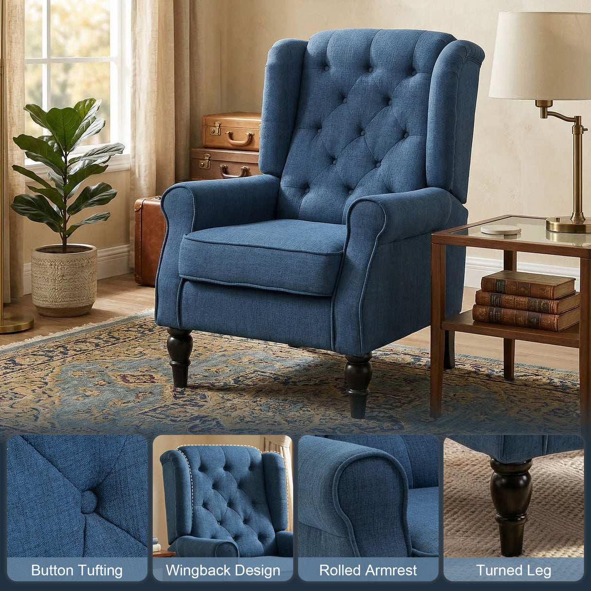 Snow Flannel Fabric Wingback Occasional Chair 74cm Wide - Velmora
