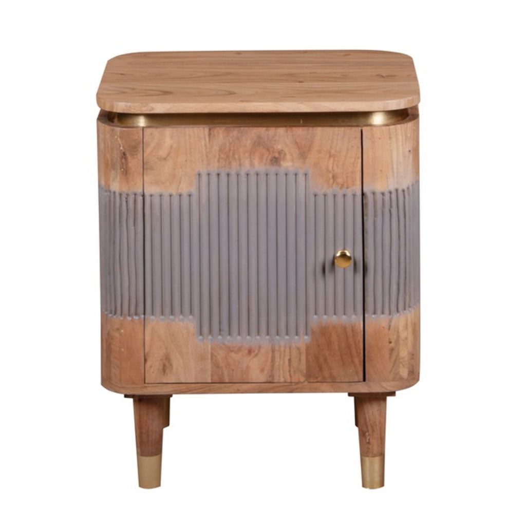 Solid Acacia Wood Bedside Cabinet With 1 Door - Wilton