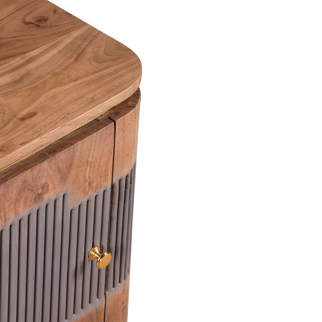 Solid Acacia Wood Bedside Cabinet With 1 Door - Wilton