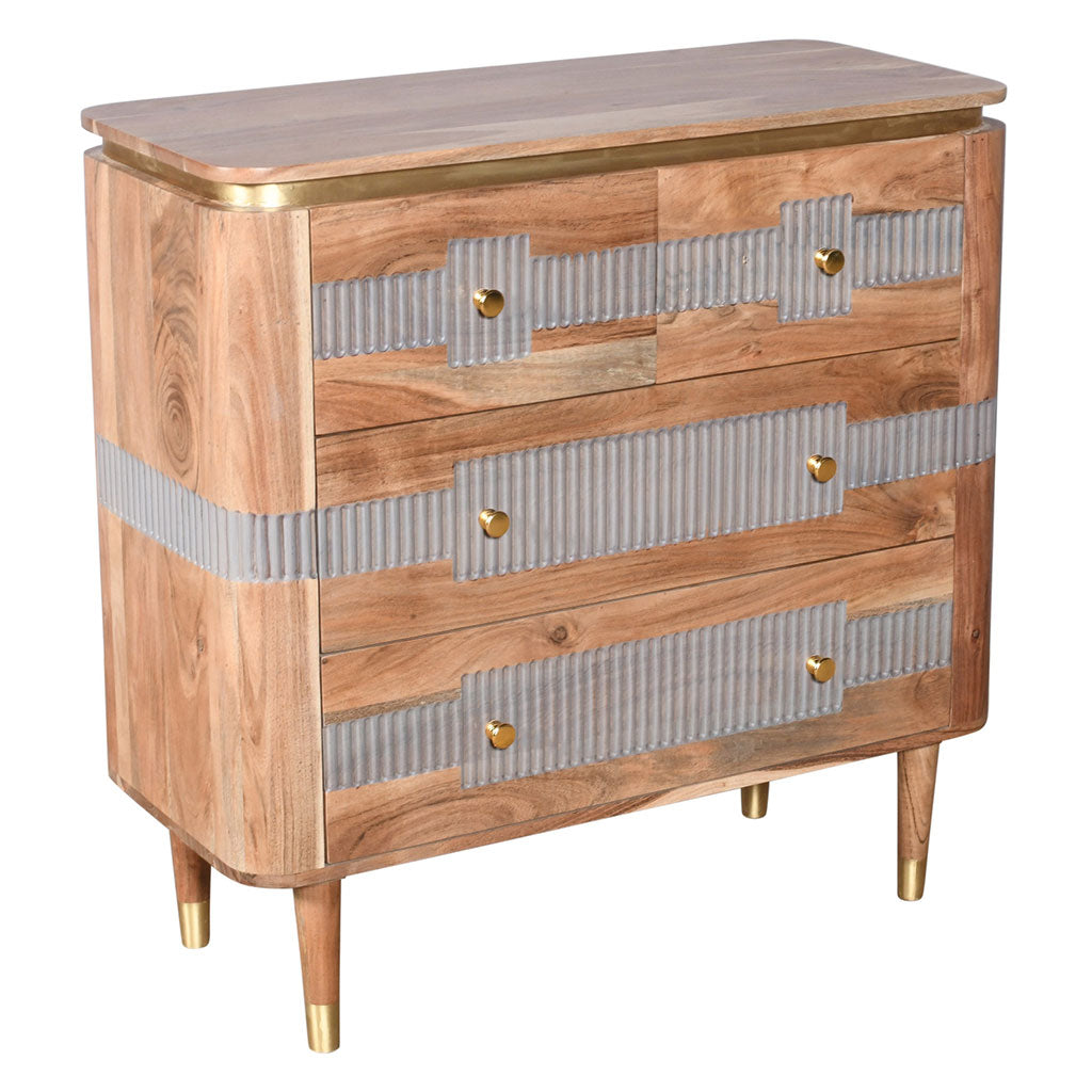 Solid Acacia Wood Chest Of 4 Drawers - Wilton
