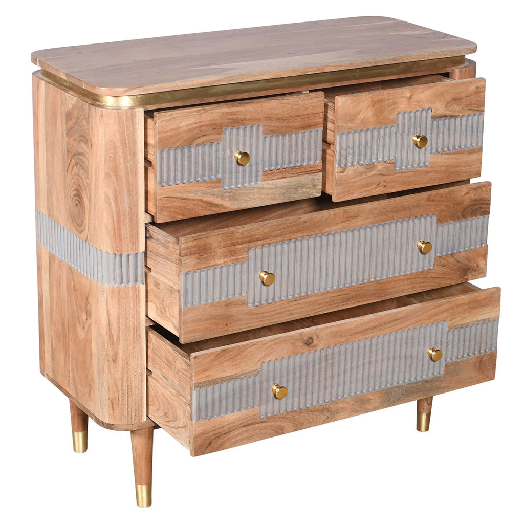 Solid Acacia Wood Chest Of 4 Drawers - Wilton