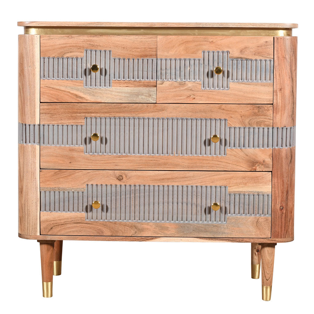 Solid Acacia Wood Chest Of 4 Drawers - Wilton