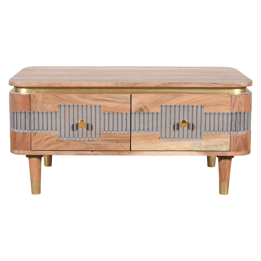 Solid Acacia Wood Coffee Table With 2 Drawers - Wilton