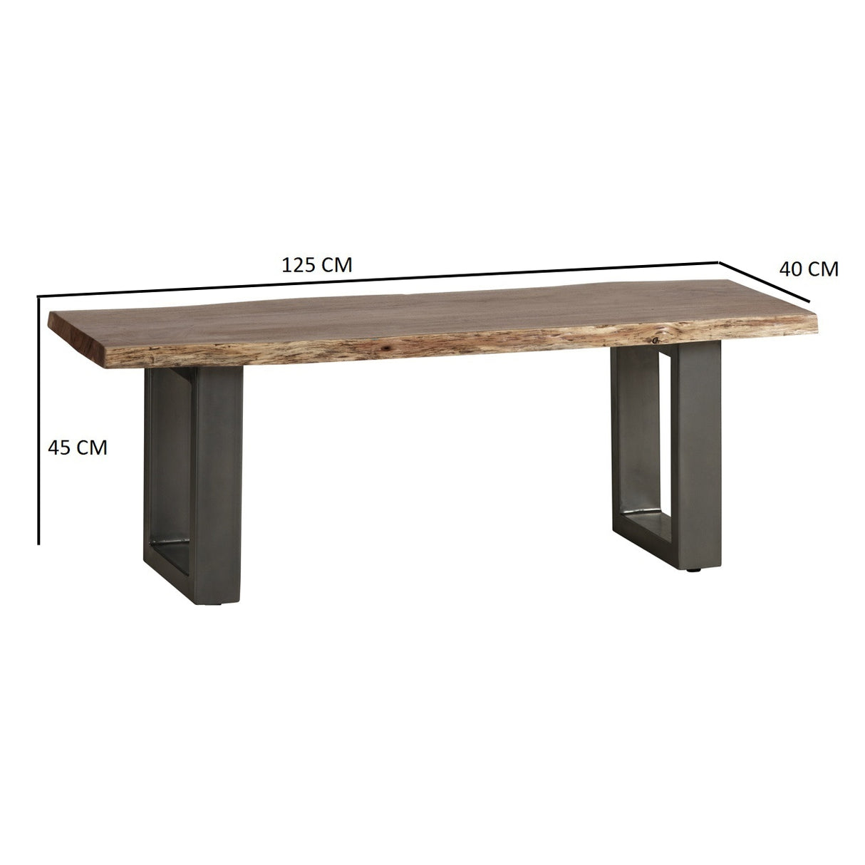 Solid Acacia Wood Dining Bench for 2 People - Baltic Live Edge